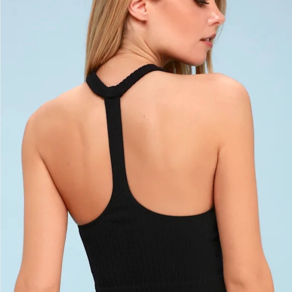 Free People Black Knit Cropped Tank Top XS/S Racerback Intimately